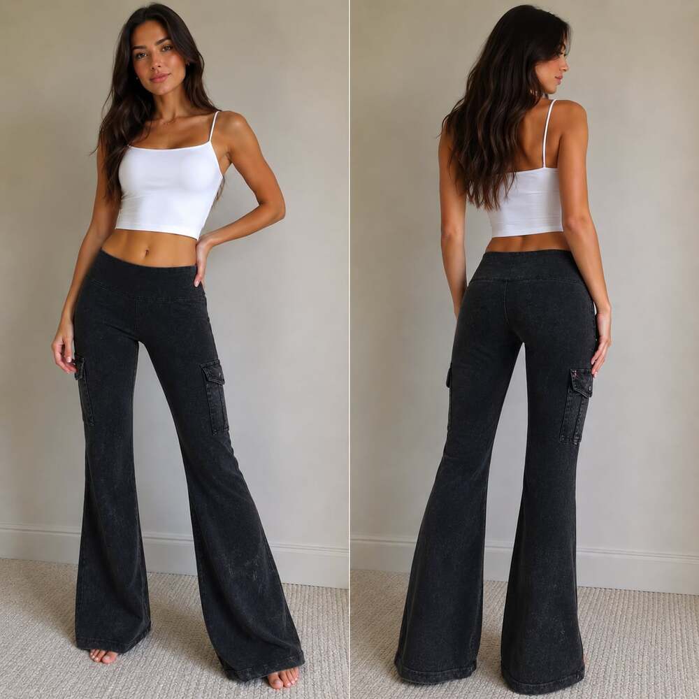 Hard Tail Forever black Flared Cargo Pants C15JL